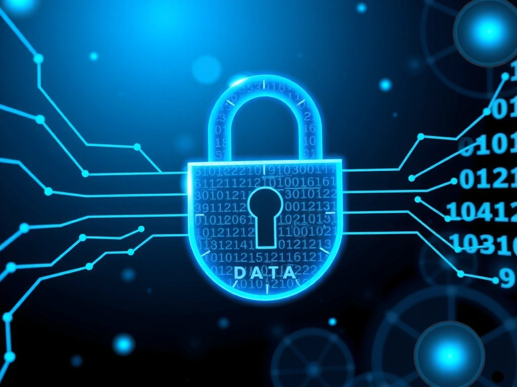 Digital privacy concept with padlock and data security